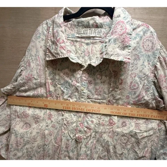 Magnolia Pearl Floral Pattern Tora Shirt One Size Women's 100% Cotton